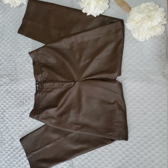 Mixit Pants - Vintage Mixit Chocolate High Rise Straight Leg Leather Pants Size 10